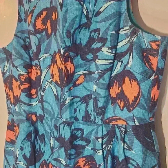 J. Crew Factory Blue Floral Dress Sleeveless Sheath Sz 14 - Picture 4 of 8